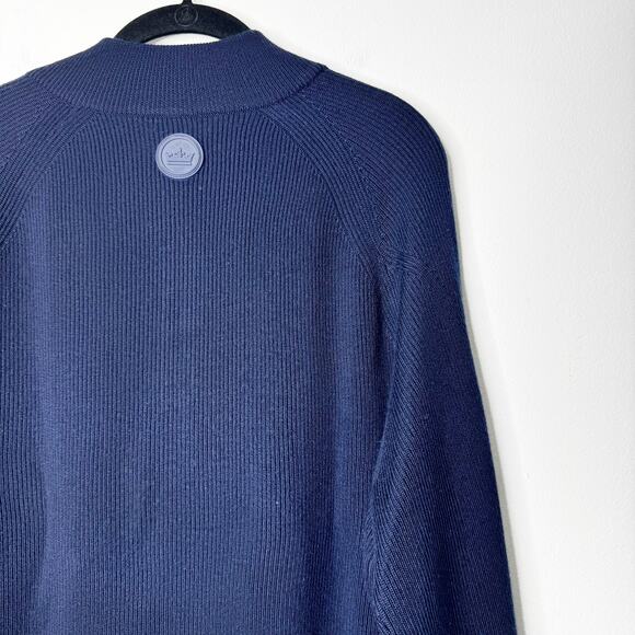 Peter Millar Crown Crafted Merino Wool Rib Mock Neck Magnetic Placket Sweater M - Picture 5 of 7